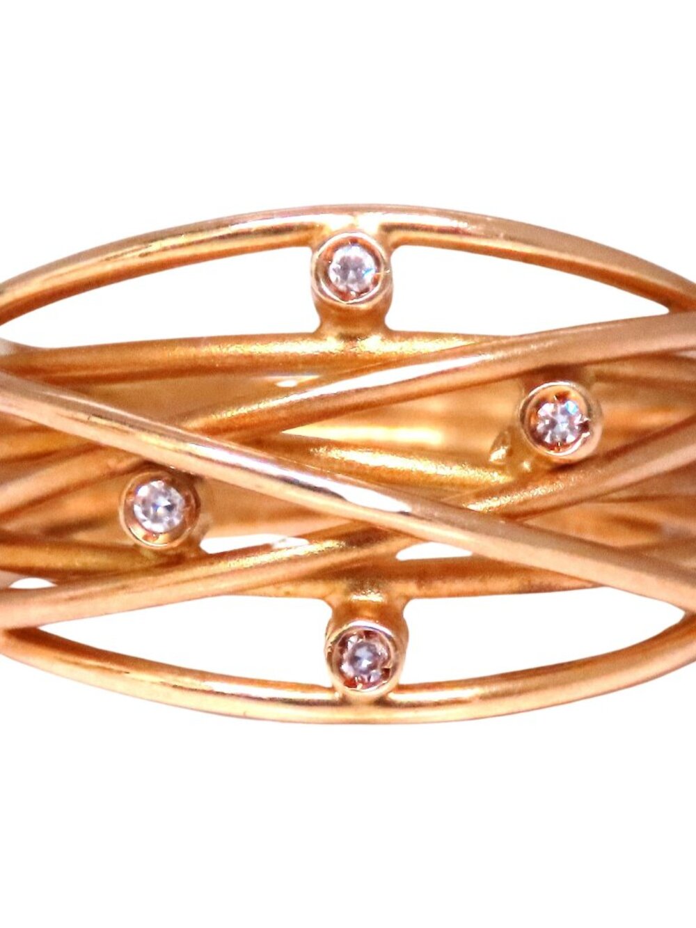 .04ct Natural Diamond Satin Barbed Wire Form Ring 14kt gold 12420*